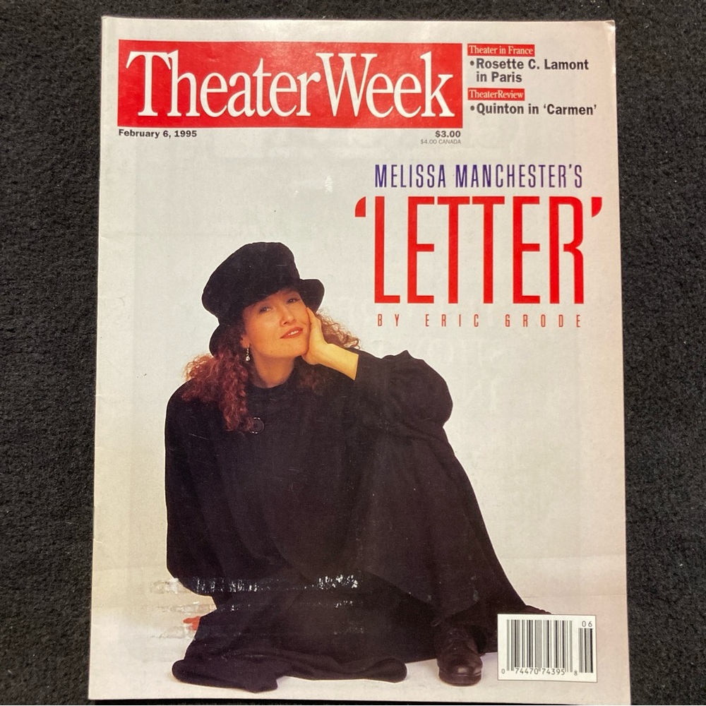Melissa Manchester Theater Week Magazine FEB 6 1995 - Sent a Letter to My Love